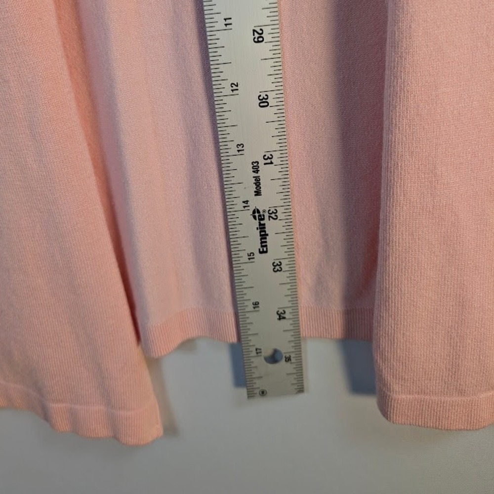 NWOT Belle by Kim Gravel Feather Knit Cardigan Size L Pink Lightweight Mature - Picture 6 of 8